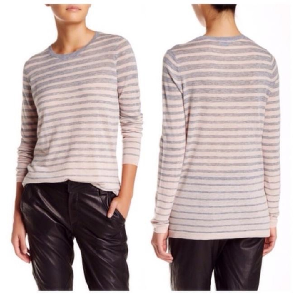 VINCE Gray/Light Pink‎ Breton Heather Sweater Cashmere/wool Blend Size Medium
